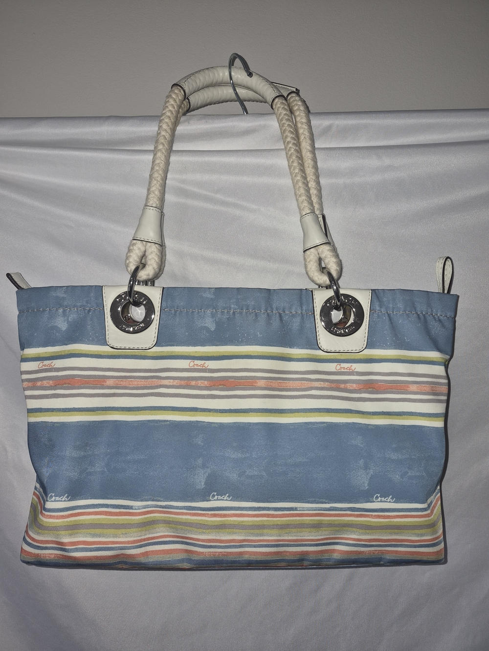 Coach Nautical Beach Multi Stripe East West Tote F16624